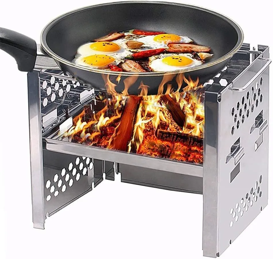 Portable Folding,Stainless Steel Camping Stove,Multi-fuel,Outdoor Cooking Equipment,Quick Assembly