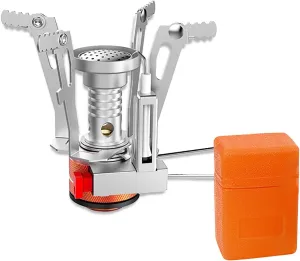 Portable Gas Stove with Auto Ignition, Foldable Stainless Steel Butane Stove, Propane Camp Stove Burner for Outdoor Backpacking/Apartment/Hiking/Picnic/Travel, Easy to Use