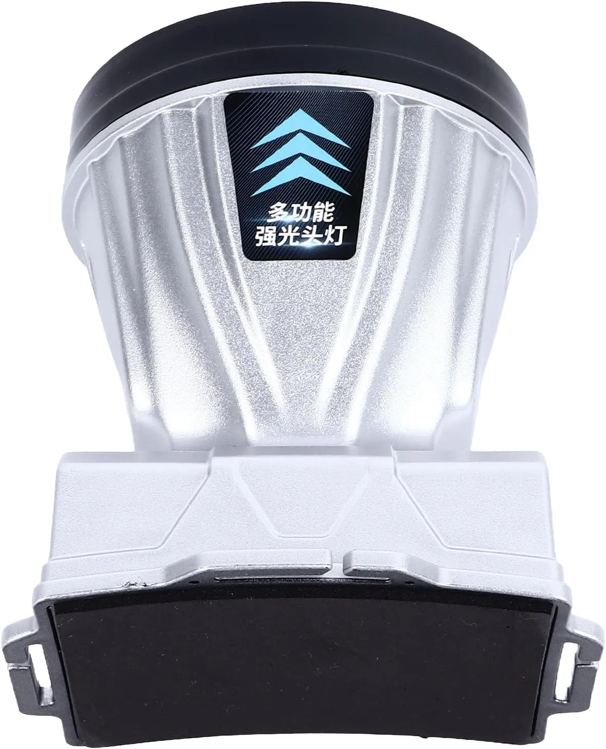 Portable Headlamp, ABS Silver Waterproof Super Bright Headlamp Super Bright 1600mAh 2 Speed Dimming for Camping (White Lighting)