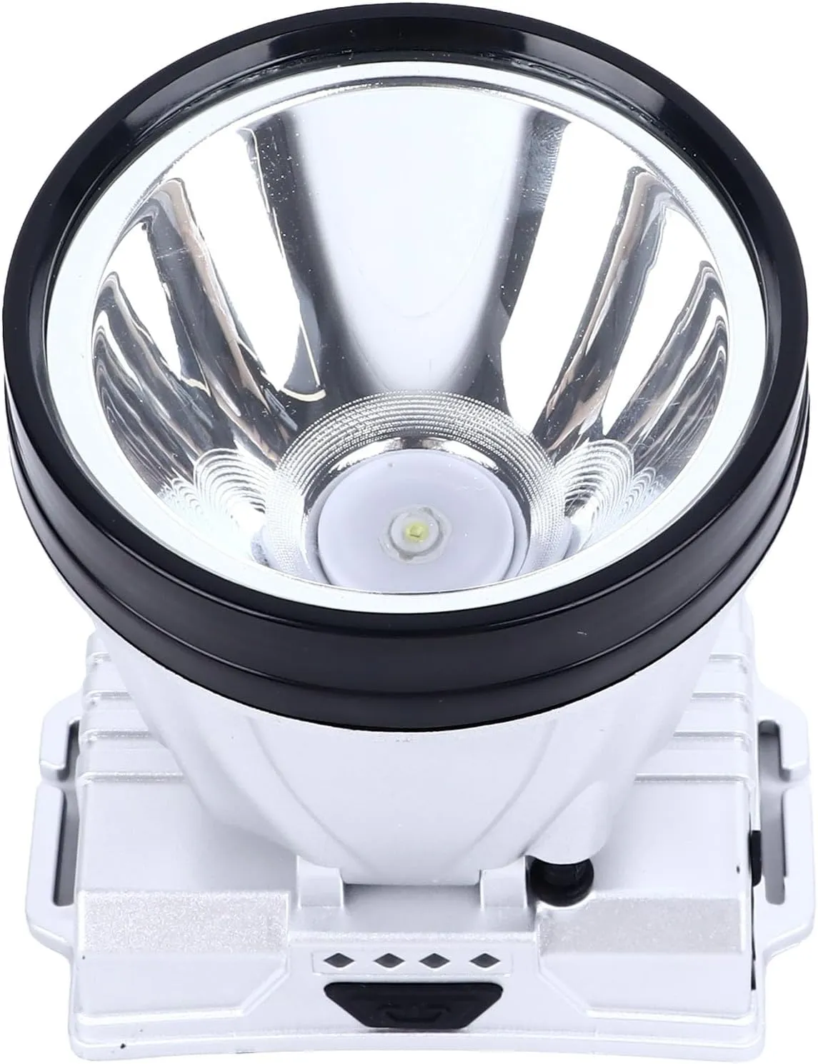 Portable Headlamp, ABS Silver Waterproof Super Bright Headlamp Super Bright 1600mAh 2 Speed Dimming for Camping (White Lighting)