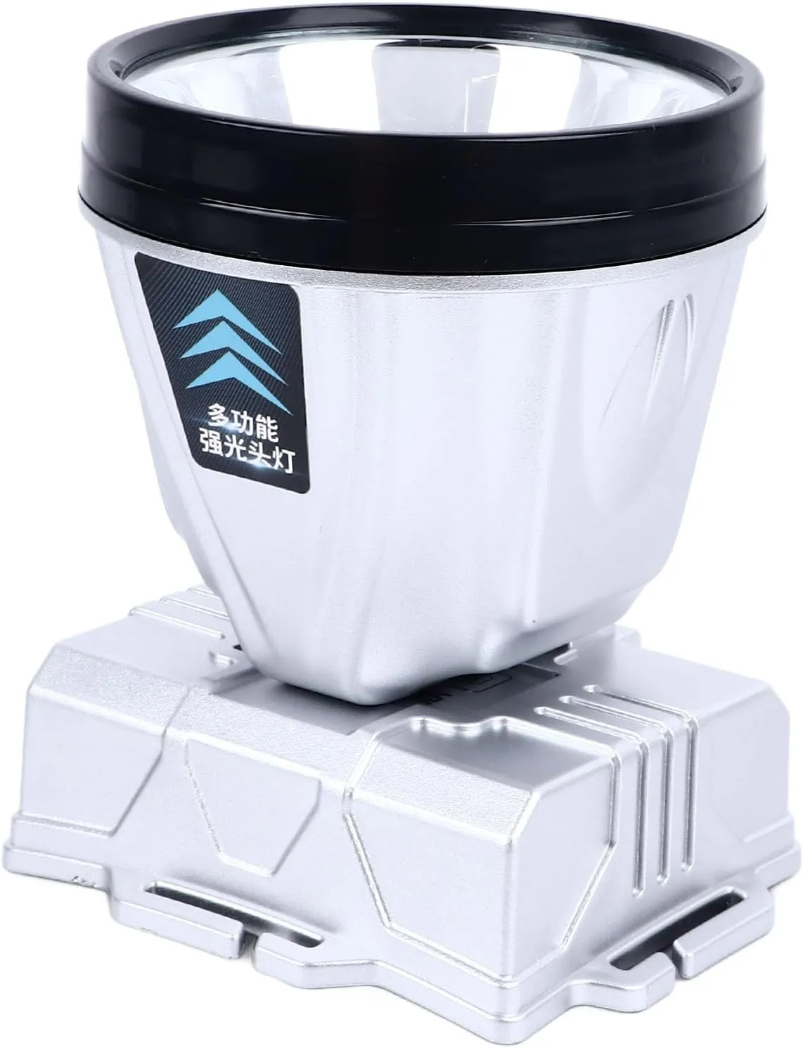 Portable Headlamp, ABS Silver Waterproof Super Bright Headlamp Super Bright 1600mAh 2 Speed Dimming for Camping (White Lighting)