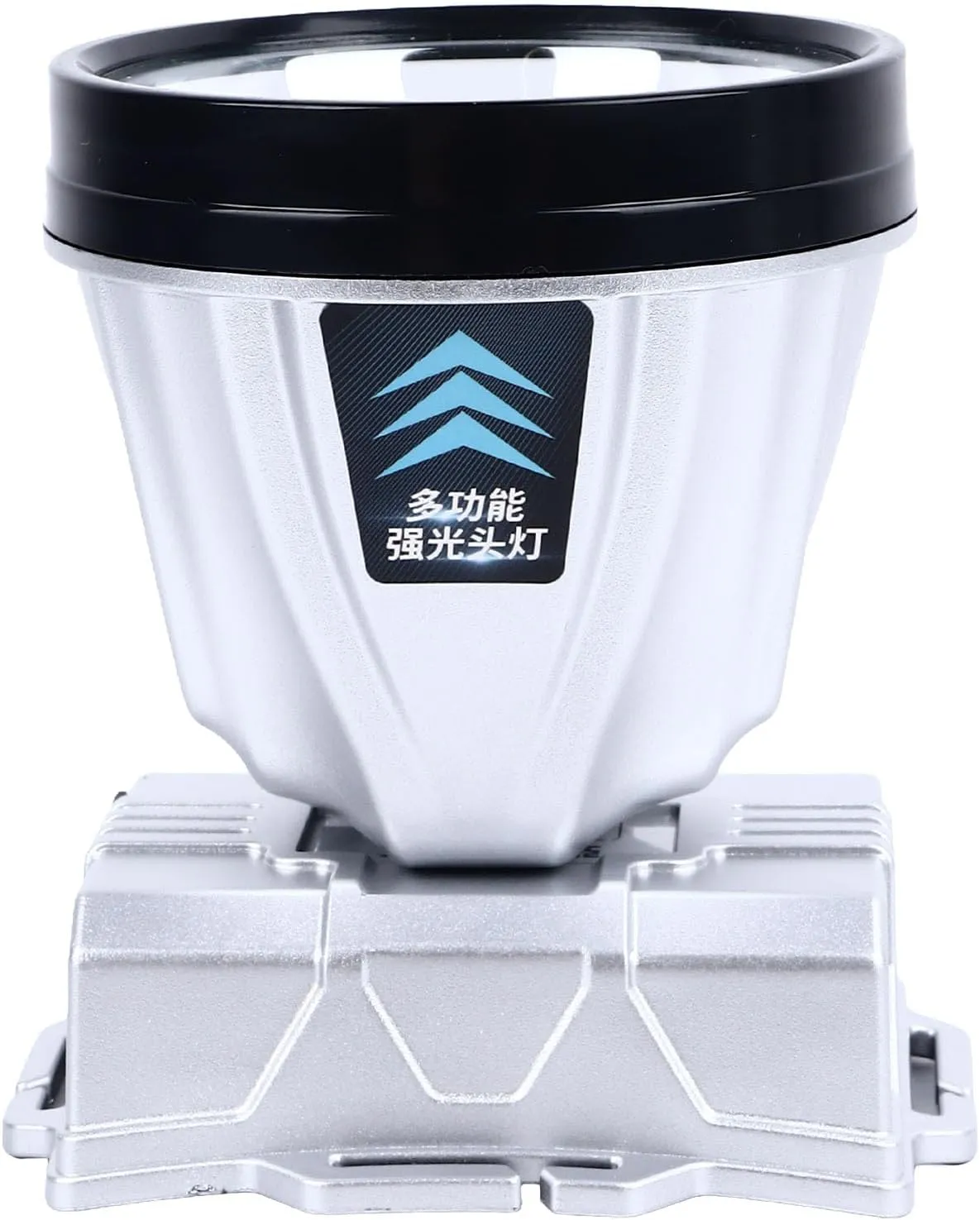 Portable Headlamp, ABS Silver Waterproof Super Bright Headlamp Super Bright 1600mAh 2 Speed Dimming for Camping (White Lighting)