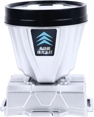 Portable Headlamp, ABS Silver Waterproof Super Bright Headlamp Super Bright 1600mAh 2 Speed Dimming for Camping (White Lighting)
