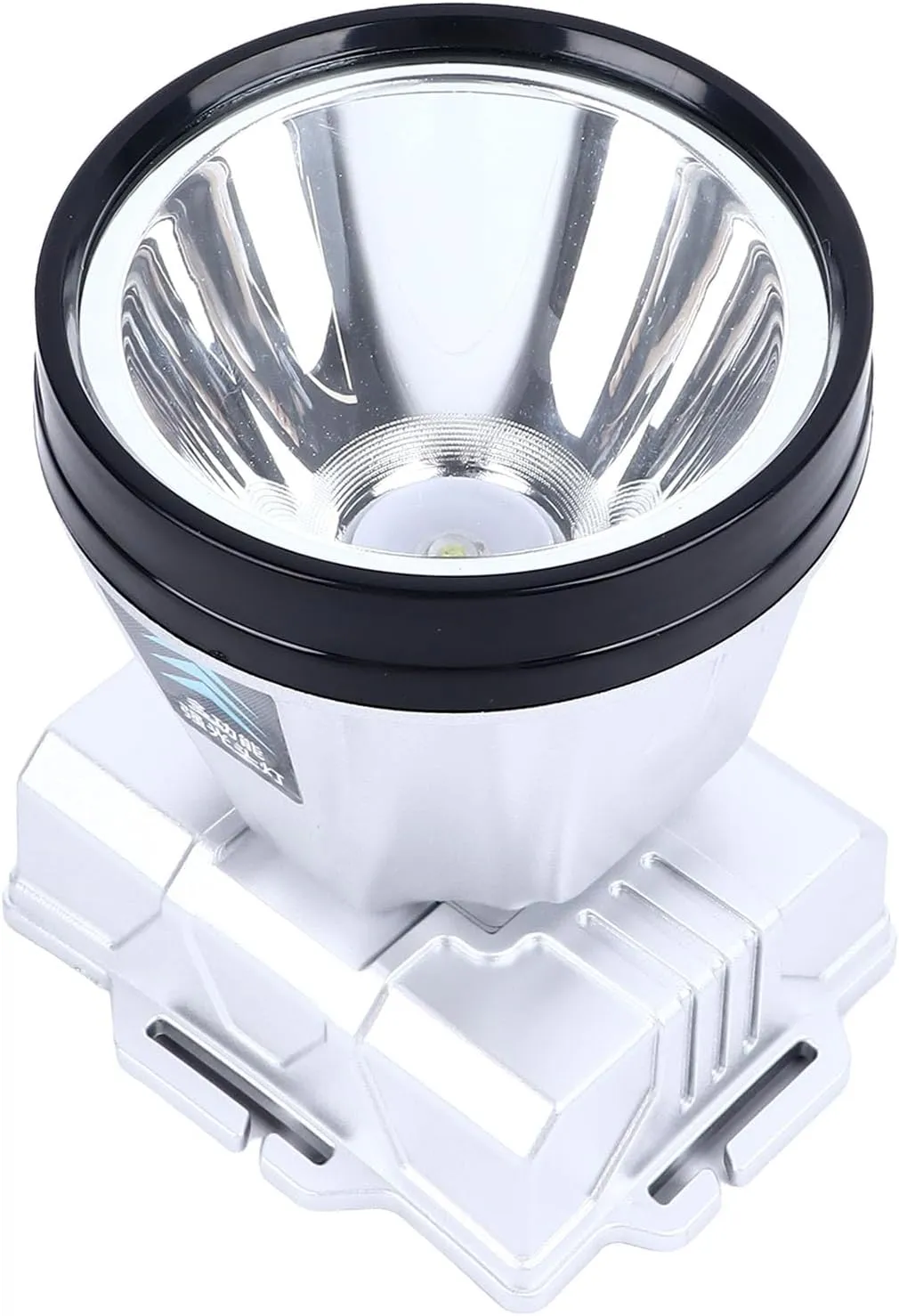 Portable Headlamp, ABS Silver Waterproof Super Bright Headlamp Super Bright 1600mAh 2 Speed Dimming for Camping (White Lighting)