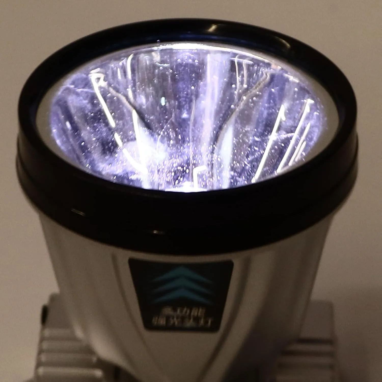 Portable Headlamp, ABS Silver Waterproof Super Bright Headlamp Super Bright 1600mAh 2 Speed Dimming for Camping (White Lighting)