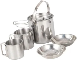 Portable Hiking Kettle 5-in-1 Cookware Bowl Set Collapsible Cup Lid Perfect for Camping Picnic
