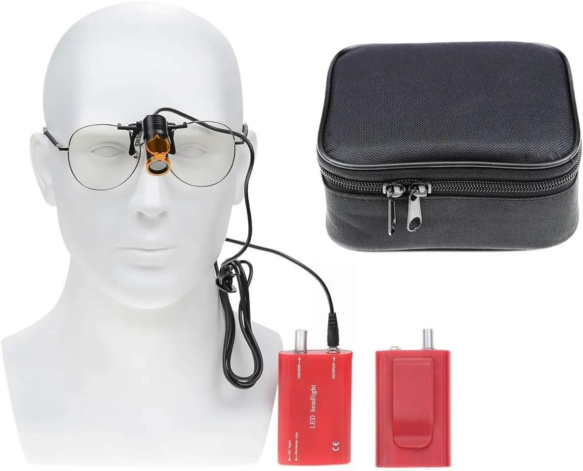 Portable Red Headlight,5W LED Plastic Headlamp Belt Clip Filter for Binocular Loupe with Cloth Bag