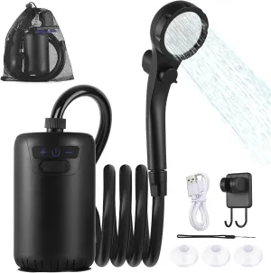 Portable Shower for Camping, 8000mAh Rechargeable Camping Shower Electric Showers with Intelligent Digital Display, Outdoor Camp Pump Showerhead Nozzle for Hiking,