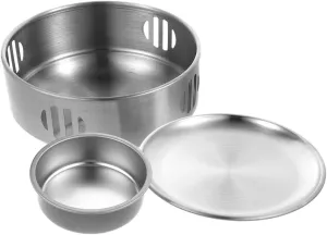 Portable Stainless Steel Alcohol Stove Cooking Grill for Outdoor Bbq Camping Heater for Food Insulation Easy Use