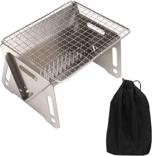 Portable Stainless Steel Charcoal BBQ Grill Camping Grill with Ventilation Holes for Outdoor Picnics