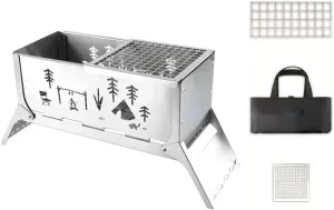 Portable stove, Folding Wood Burning Stove, Outdoor Portable Camp Camping Grill Stove - for Backpacking Outdoor Survival (Color : Base Type, Size : 30X13X19.5CM)