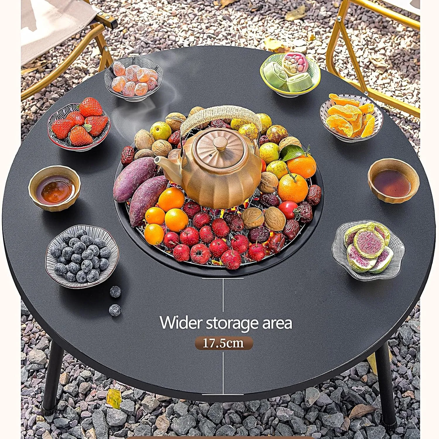 Portable Wood Stove for Camping, Camping Cookware with Baking Net, 0.8mm Thickened Carbon Steel Tabletop, Tent Burner with Portable Carrying Bag(65 * 65 * 42.5cm)