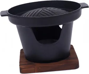 Portable Wooden frame Stove with handle Barbecue Stove (small Baking pan)