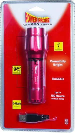 Power Probe Flashlight - Red (PPFL101CS) [Diagnostic Car Test Tool, 800 Lumens LED Bulb, 4 Mode Tail Switch, Waterproof, Heavy Duty Aluminum Housing]