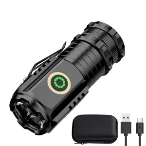 Powerful Mini LED Flashlight 2000 Lumens Rechargeable Waterproof Pocket Torch with Magnet for Hiking and Camping