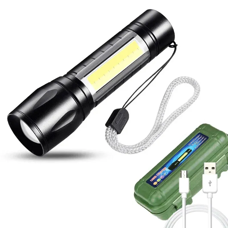 Powerful Mini LED Flashlight 2000 Lumens Rechargeable Waterproof Pocket Torch with Magnet for Hiking and Camping