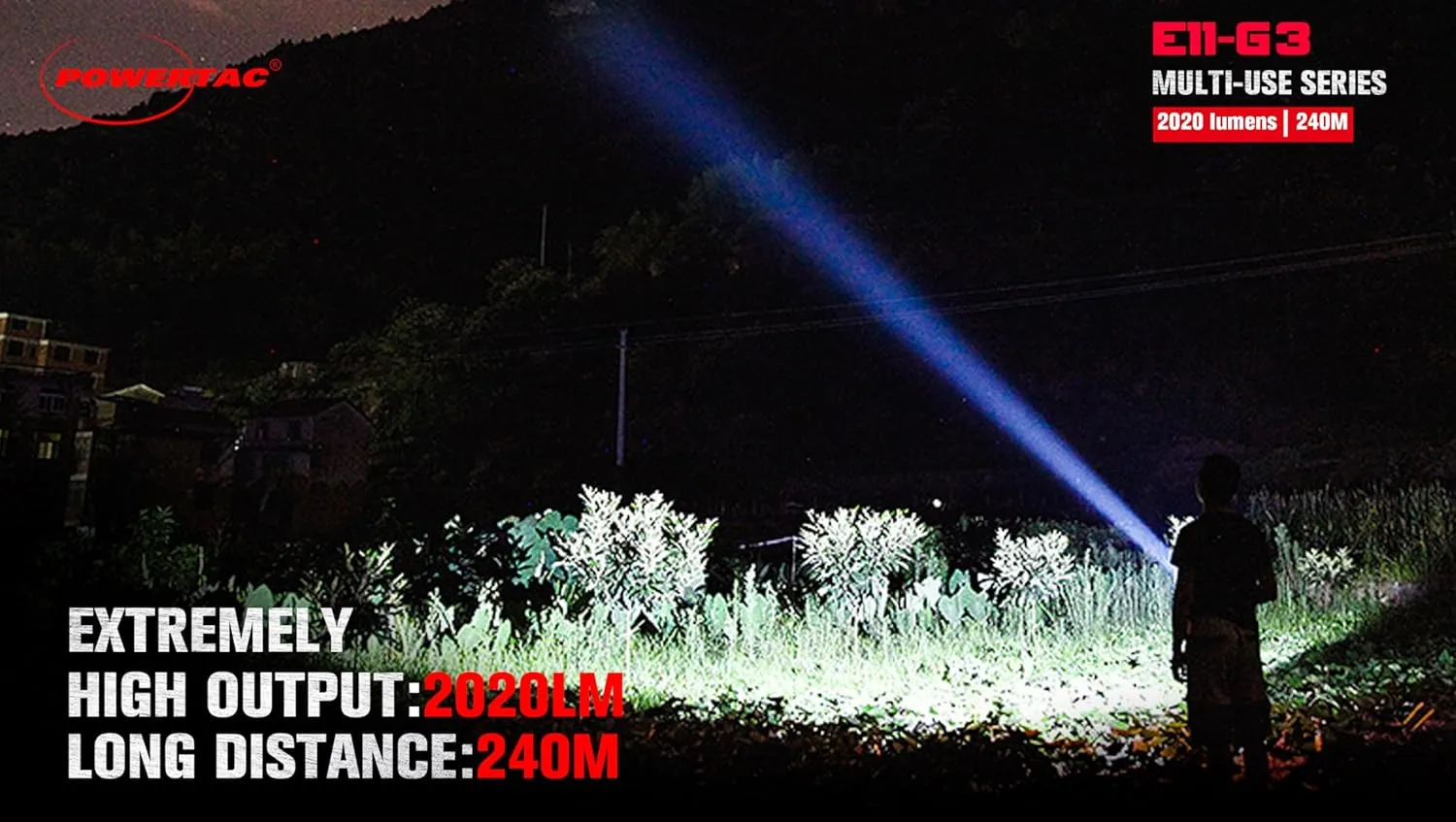 PowerTac E11-G3 2020 Lumen Rechargeable Flashlight, Type-C Charging, IPX8 Waterproof, 6 Modes, Reversible Steel Pocket Clip, Auto Memorization, 2020 Lumens, EDC LED Flashlights for Everyday Carry