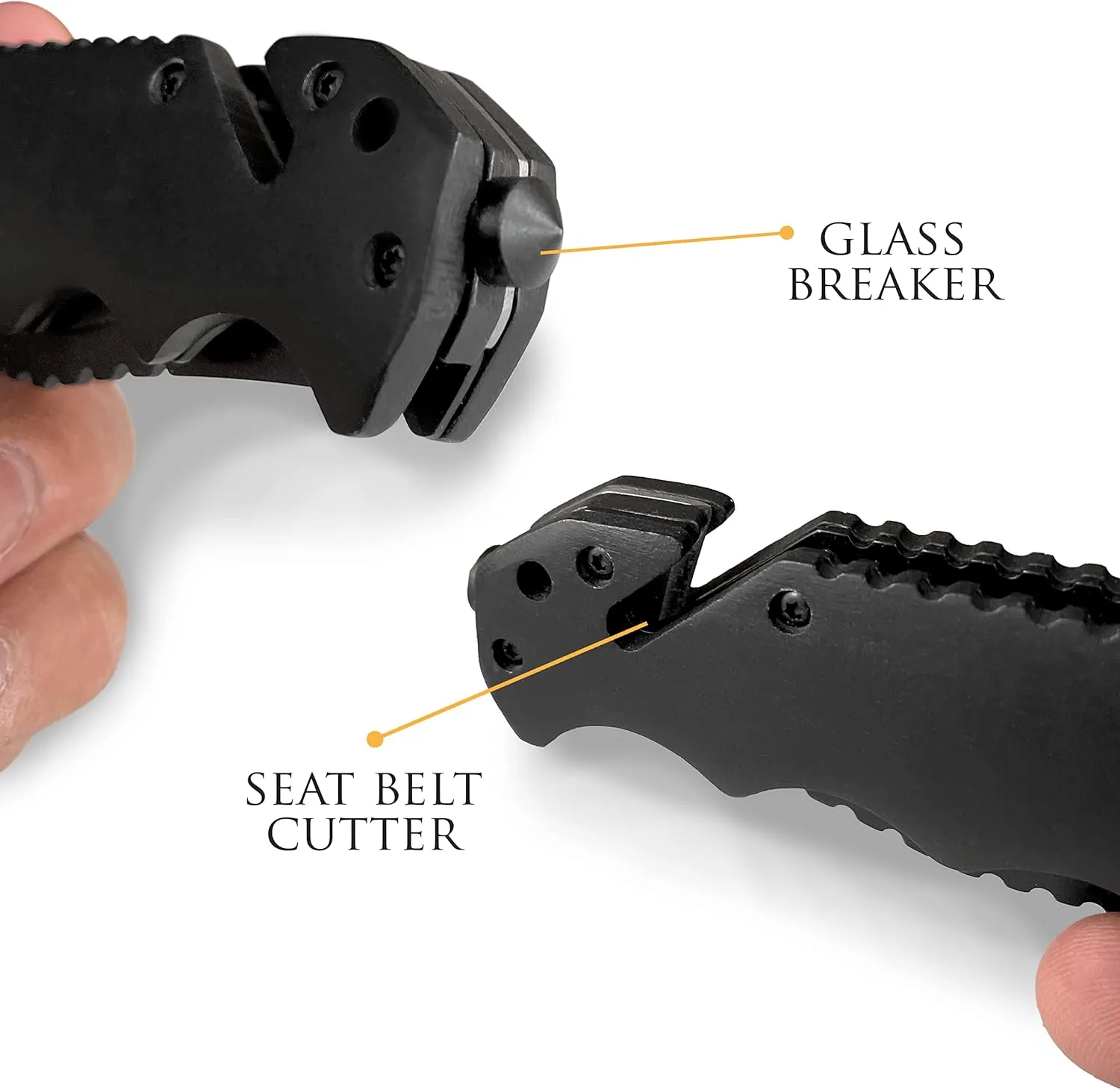 Premium Personalized Knife With Glass Breaker, Seat Belt Cutter Knife, Survival Tactical Knife, Black Finished Handle Personalized Knife