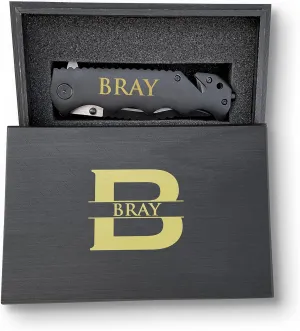 Premium Personalized Knife With Glass Breaker, Seat Belt Cutter Knife, Survival Tactical Knife, Black Finished Handle Personalized Knife