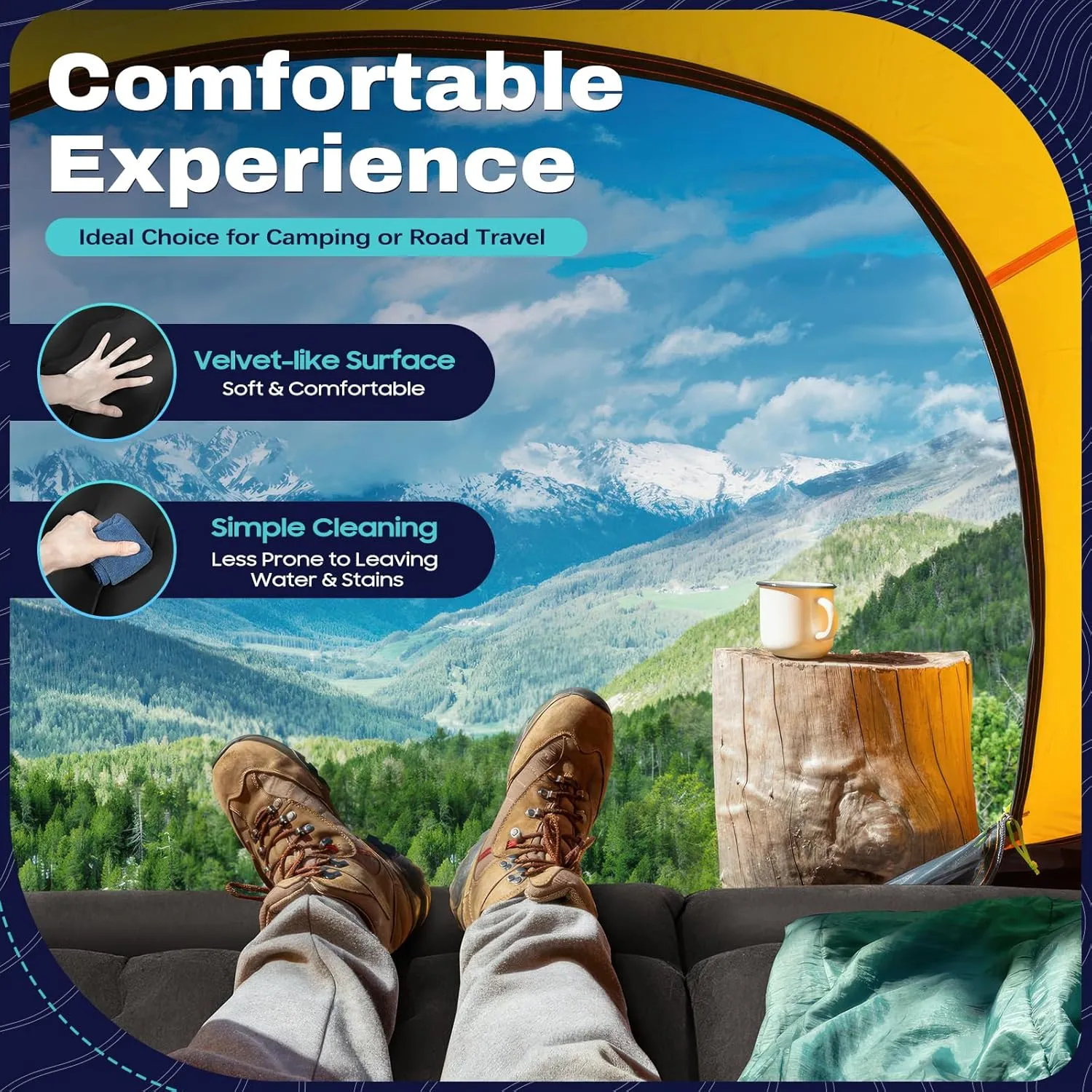 Premium SUV Air Mattress for Camping & Travel - 2-Person Inflatable Car Bed w/ Quick Inflation Pump | 250kg Weight Capacity Foldable Sleeping Pad with Storage Bag & Ergonomic Head Support (Black)