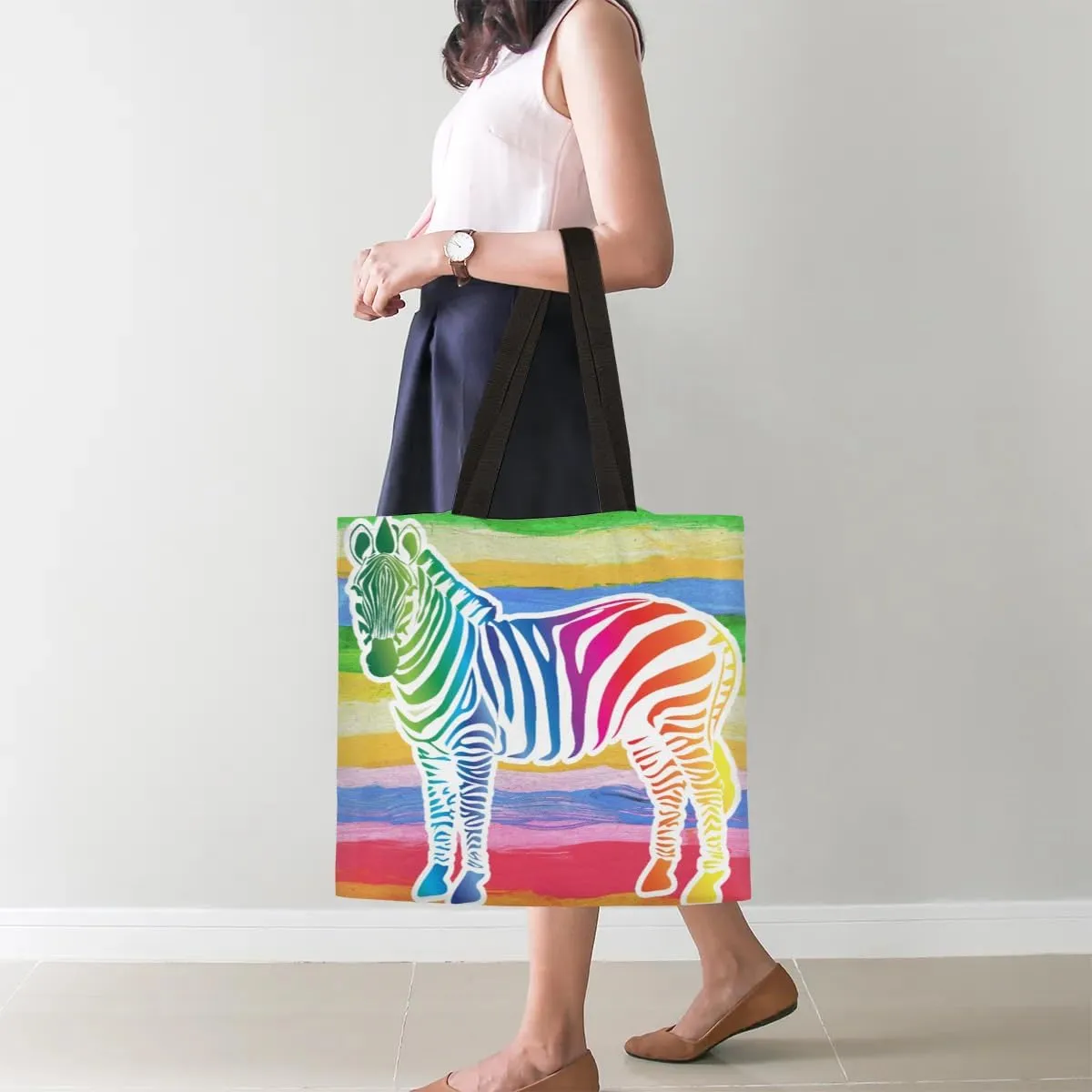 Pretty White Cow Canvas Tote Bag for Women Men Stylish Tote Handbag Shoulder Bag Reusable Grocery Bag