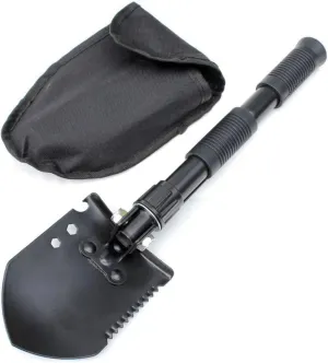 PRIVILIGE Multi-Purpose Survival Shovel, Folding Camping Entrenching Tool for Off Road, Digging, Hiking, Multifunctional Tool with Portable Case