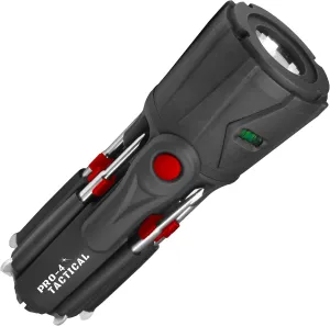 Pro-4 Tactical Multi Tool Flashlight - 6'' Tool Includes Screwdrivers, Level, Measuring Tape and Bright LED Flashlight.