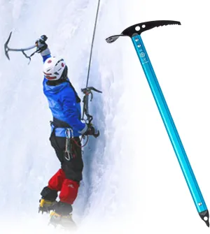 Professional Ice Climbing Axes, Lightweight Outdoor Walking Pickaxe with Aviation Aluminum 23 * 60/65/70/75cm 435g/445g/455g/470g, Climbing Equipment for Mountaineering Hiking Aerial Work