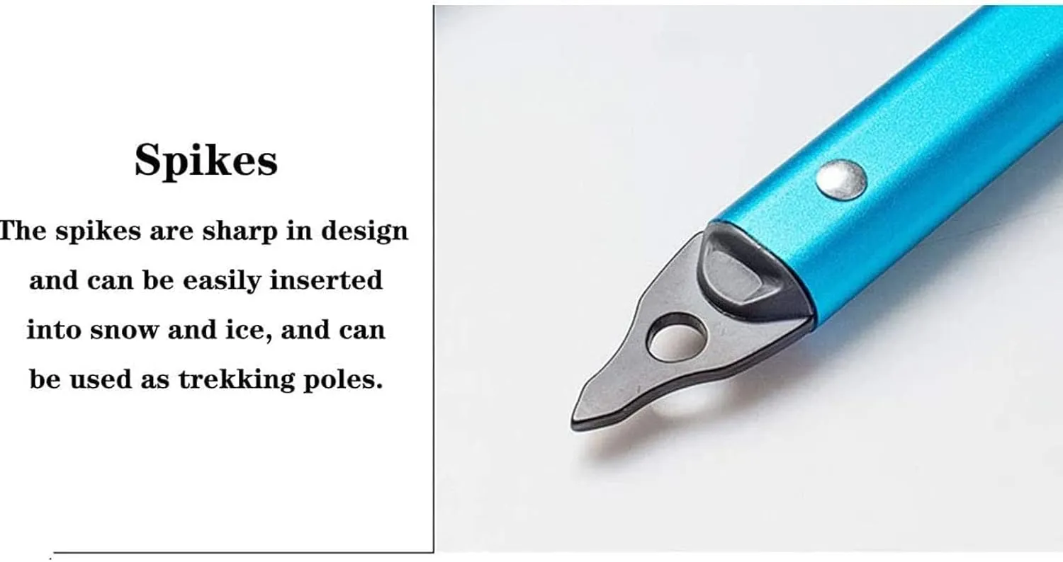 Professional Ice Climbing Axes, Lightweight Outdoor Walking Pickaxe with Aviation Aluminum 23 * 60/65/70/75cm 435g/445g/455g/470g, Climbing Equipment for Mountaineering Hiking Aerial Work