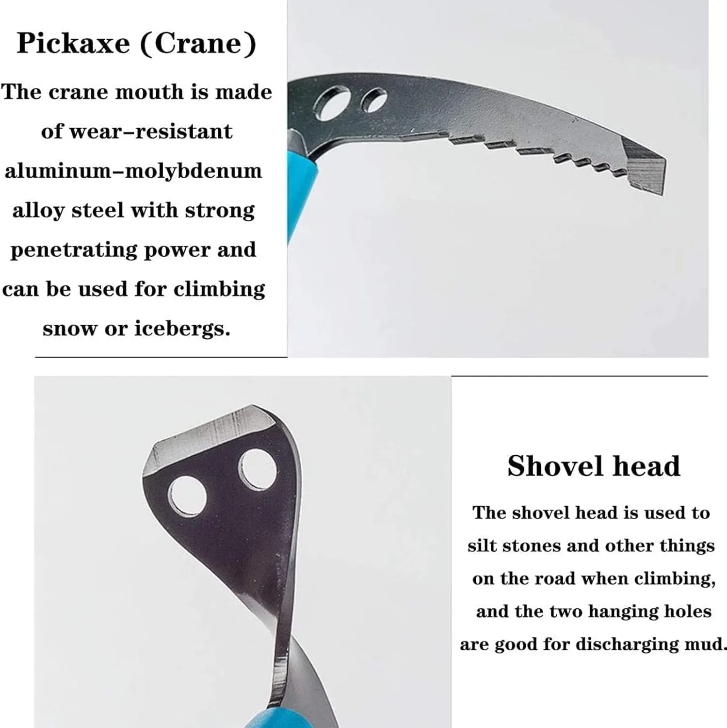 Professional Ice Climbing Axes, Lightweight Outdoor Walking Pickaxe with Aviation Aluminum 23 * 60/65/70/75cm 435g/445g/455g/470g, Climbing Equipment for Mountaineering Hiking Aerial Work