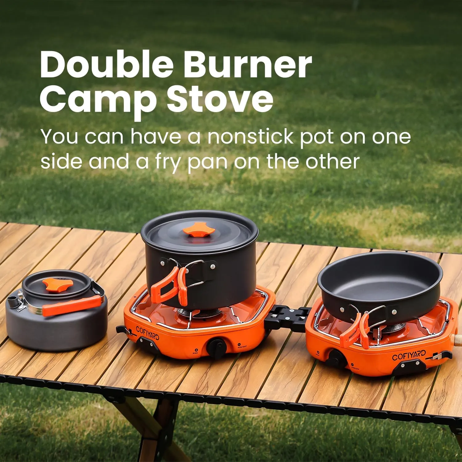 Propane 2 Burner Camping Stove with Carrying Bag, Portable Folding Gas Stove for Camping, Backpacking Camp Stove for Outdoor Cooking, With 17,000 BTU Adjustable Burners for BBQ, Tailgating