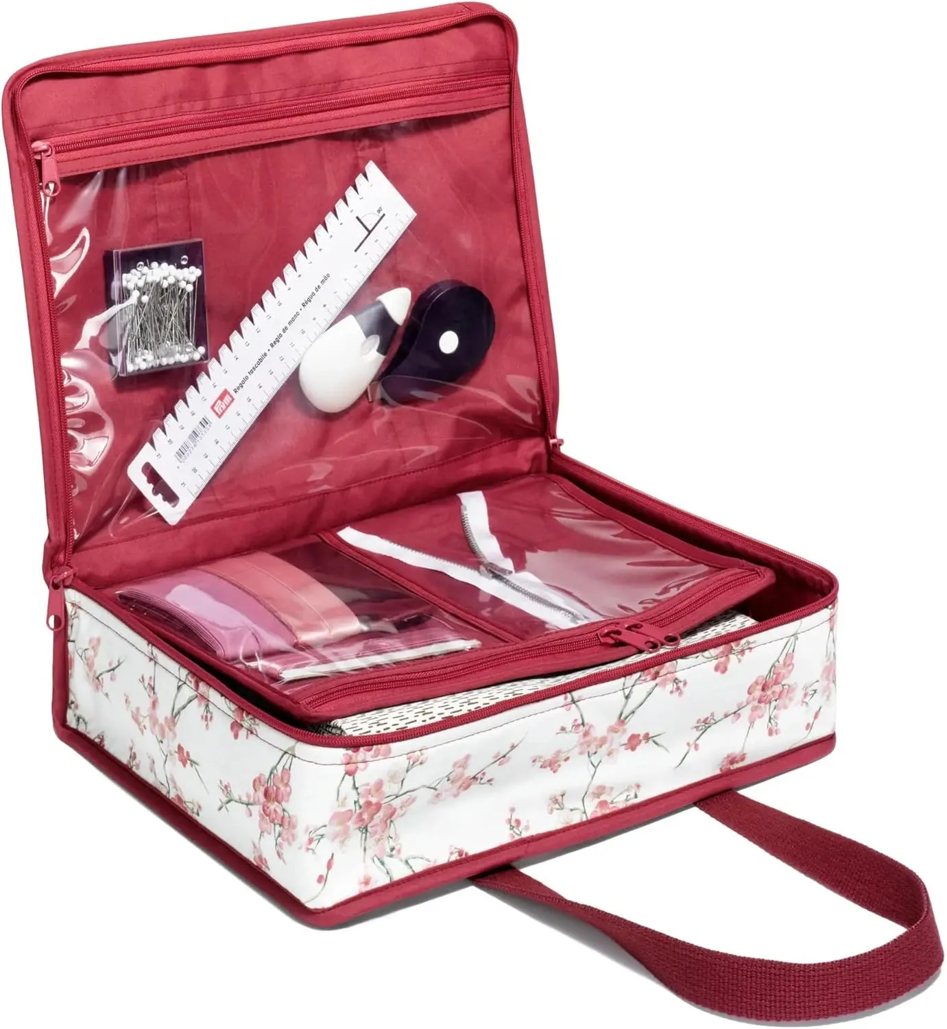 Prym Purpose, White Floral Project Organizer Bag, One Size