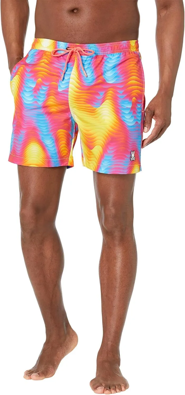 Psycho Bunny Montgomery All Over Print Swim Trunks Paradise Pink XL