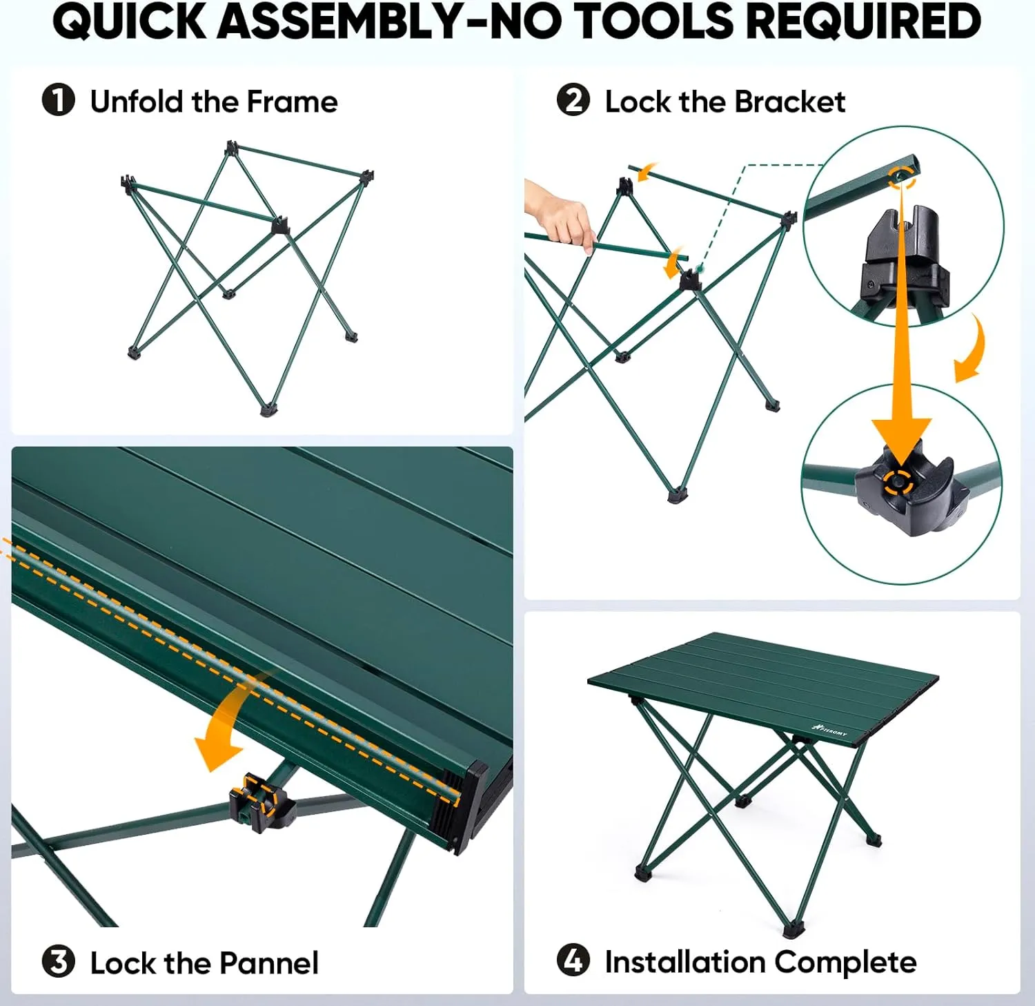 PTEROMY Folding Camping Table, Portable Beach Table with Ultralight Aluminum Tabletop for Travel, Outdoor, Camping, Picnics, and BBQs (Small, Green)