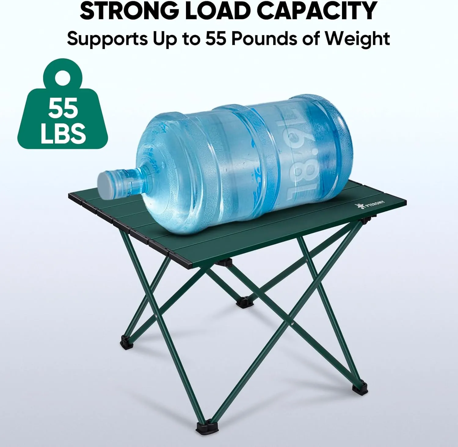 PTEROMY Folding Camping Table, Portable Beach Table with Ultralight Aluminum Tabletop for Travel, Outdoor, Camping, Picnics, and BBQs (Small, Green)