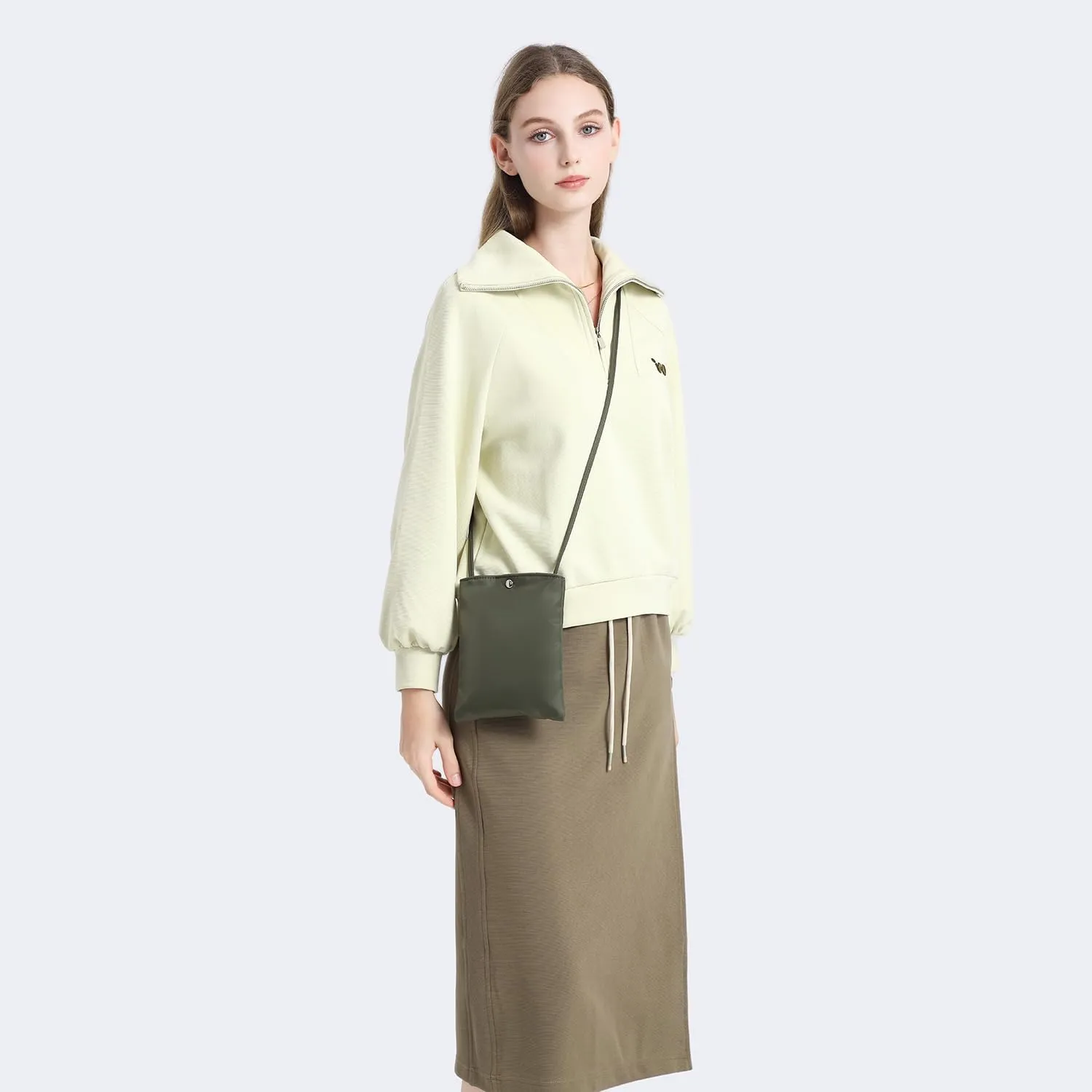 Pure Nylon Mobile Phone Bag Mini Cloth Bag ins Style Japanese Simple and Versatile Messenger Small Square Bag