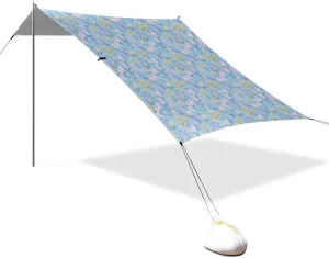 Purple Blue Lilac Flowers Beach Canopy UPF50 Easy Setup Sun Shade with Carrying Bag for Family Trips, Picnics & Camping