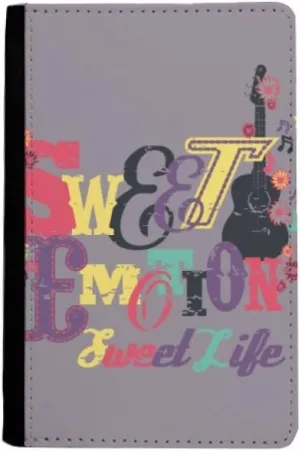 Purple Sweat Music Pattern Illustrate Passport Holder Notecase Burse Wallet Cover Card Purse
