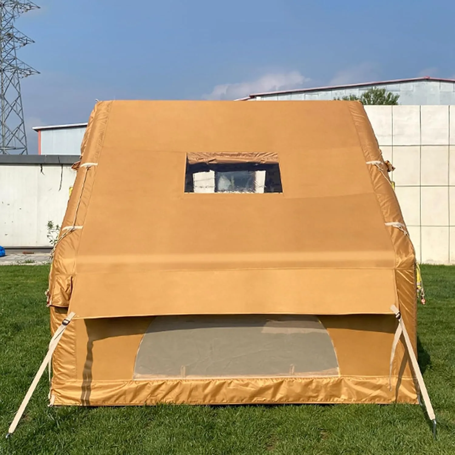 Pyramid Tent 3 Season Cotton Canvas Camping Tent for 3-4 Person Indian Tent - Teepee Pagoda Tent with Double Door for Family Camping