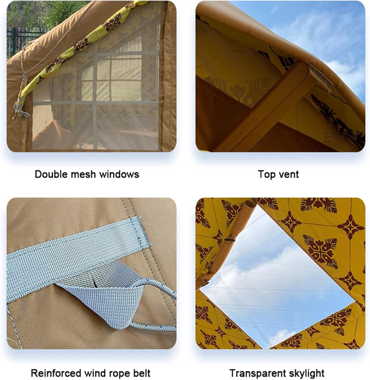 Pyramid Tent 3 Season Cotton Canvas Camping Tent for 3-4 Person Indian Tent - Teepee Pagoda Tent with Double Door for Family Camping