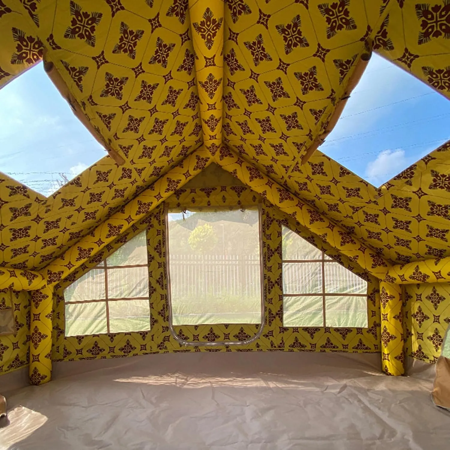 Pyramid Tent 3 Season Cotton Canvas Camping Tent for 3-4 Person Indian Tent - Teepee Pagoda Tent with Double Door for Family Camping