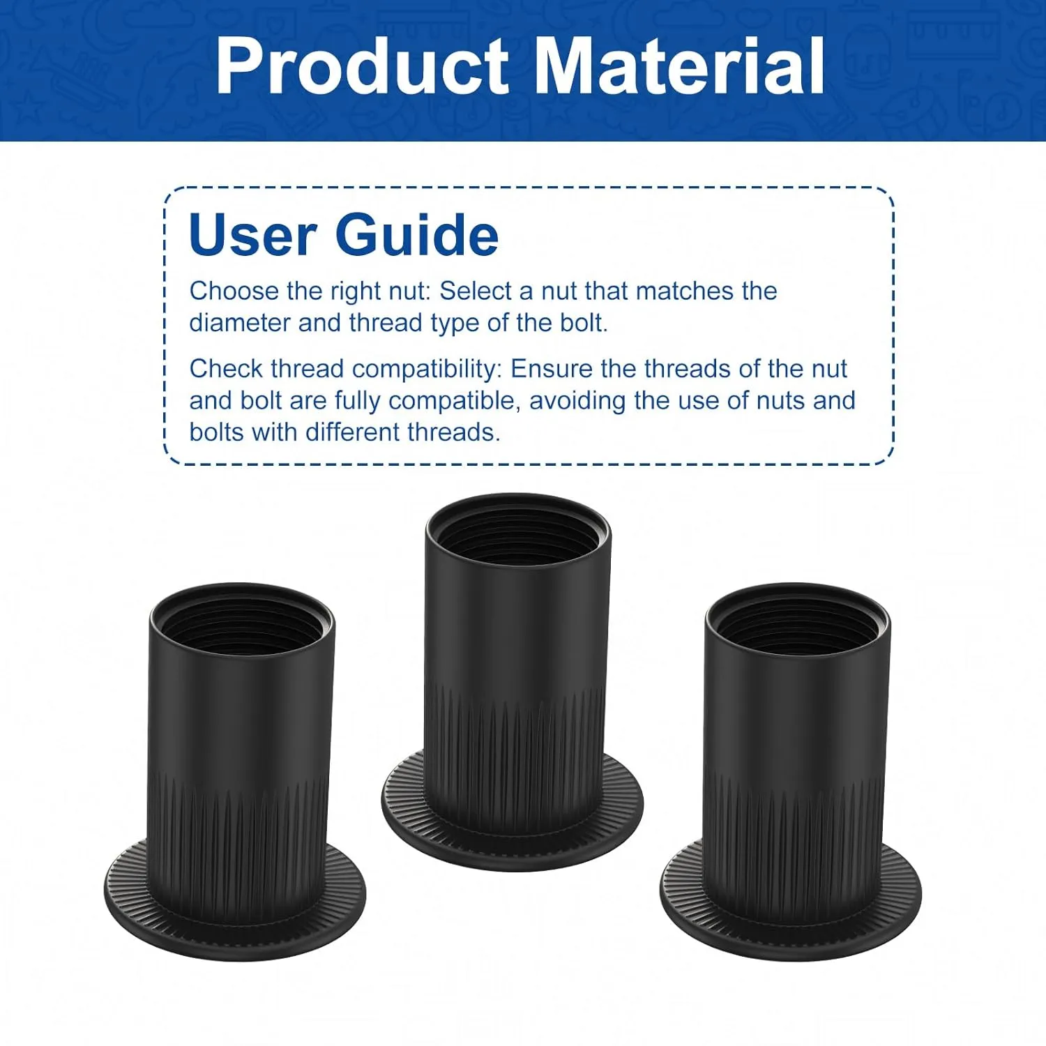 QISHENG 100 PCS Black 5/16-18 Stainless Steel SAE Rivet Nuts,Stainless Steel 18-8 A2(304) Nut,Home Nut