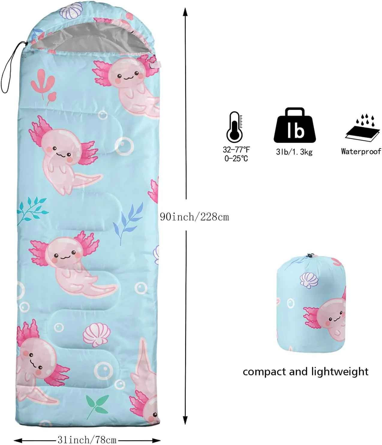QOOMO Camping Sleeping Bags,3 Season Warm & Cool Weather,Lightweight,Waterproof Sleeping Bags for Adults & Kids,Traveling,and Outdoors,Camping Gear Equipment