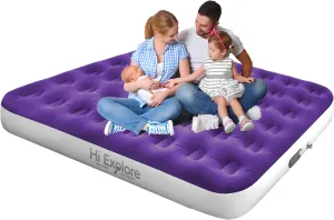 Queen Air Mattress with Built in Pump, with Comfort Plush, Inflatable Blow Up Mattress, for Home, Guests, Camping,(Purple, 10” Height)
