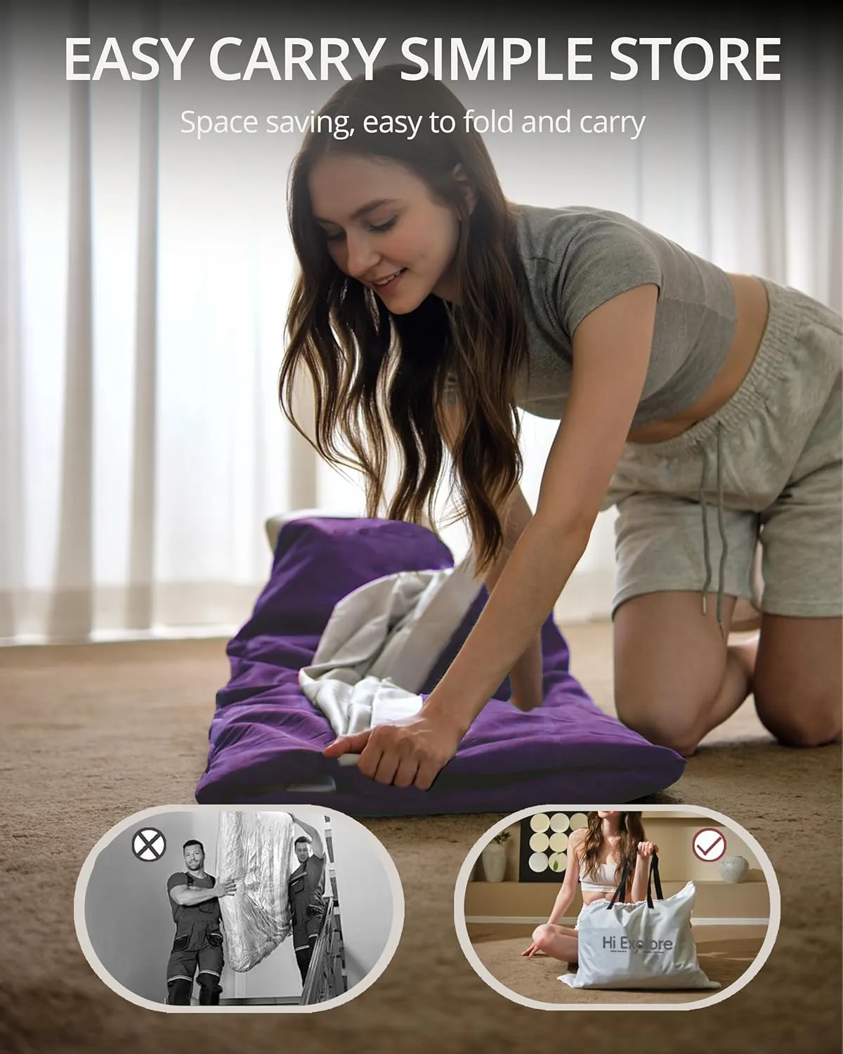 Queen Air Mattress with Built in Pump, with Comfort Plush, Inflatable Blow Up Mattress, for Home, Guests, Camping,(Purple, 10” Height)