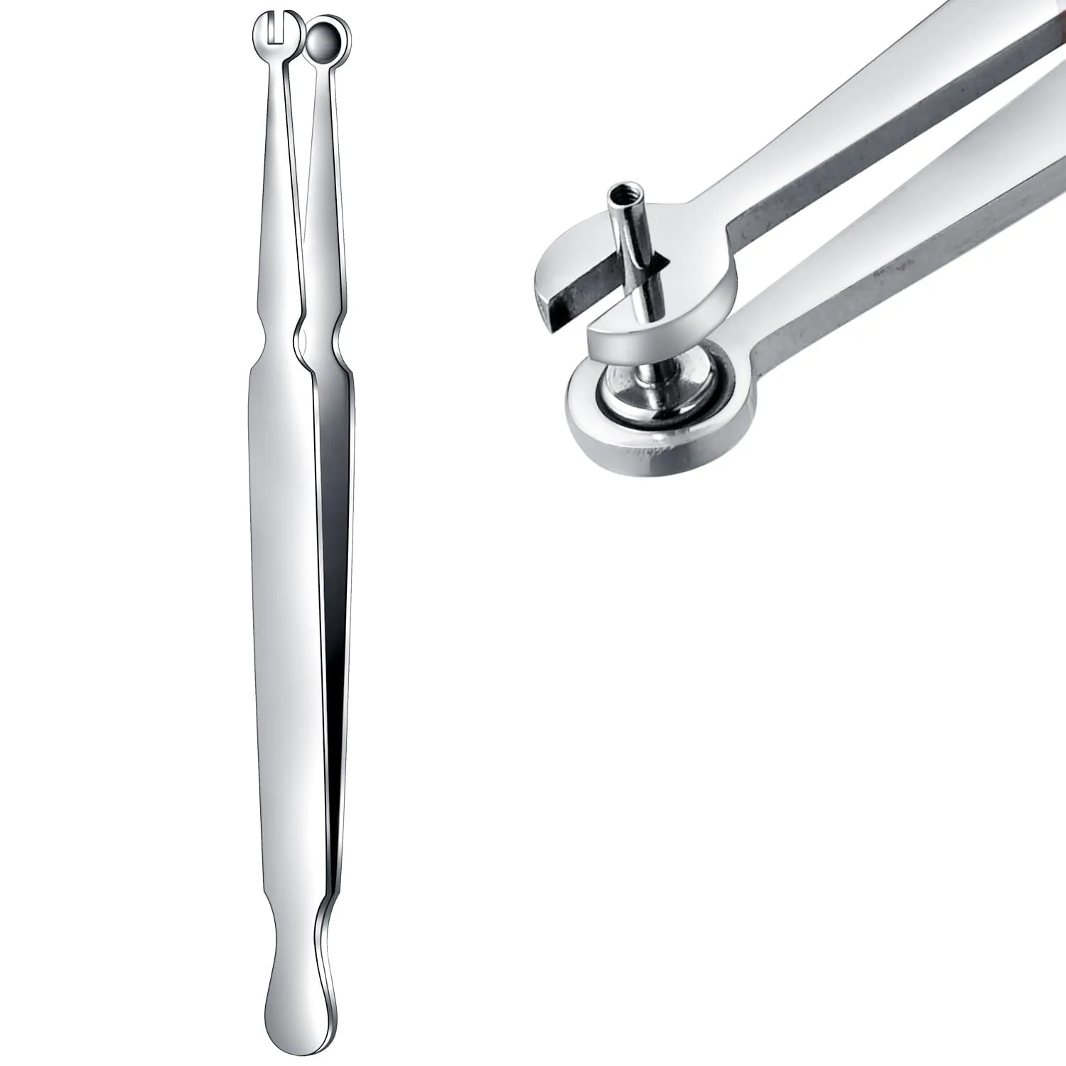 QWALIT 1pcs Piercing Assistant Tool Barbell Jewelry Clamps Pliers Piercing Catch Stainless Steel Tweezers for Tongue Rings Labret Lip Studs Flat Back Earrings Holder Changing Jewelry Removal Tools