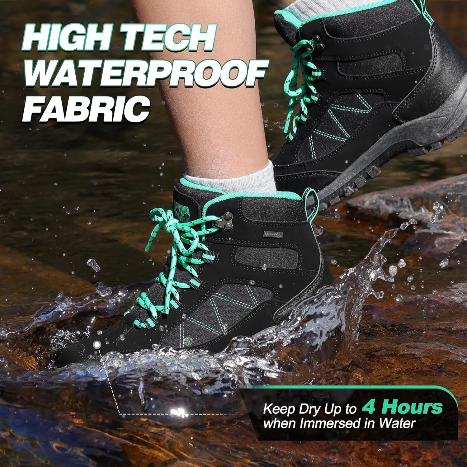 R CORD Womens Hiking Boots Waterproof Hiking Boots Womens Non-Slip Hiking Shoes Backpacking Boots All Day Walking Boots Outdoor