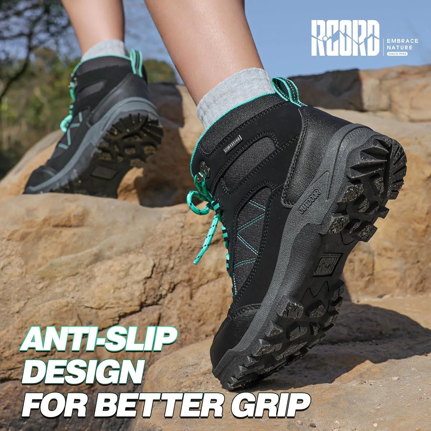 R CORD Womens Hiking Boots Waterproof Hiking Boots Womens Non-Slip Hiking Shoes Backpacking Boots All Day Walking Boots Outdoor