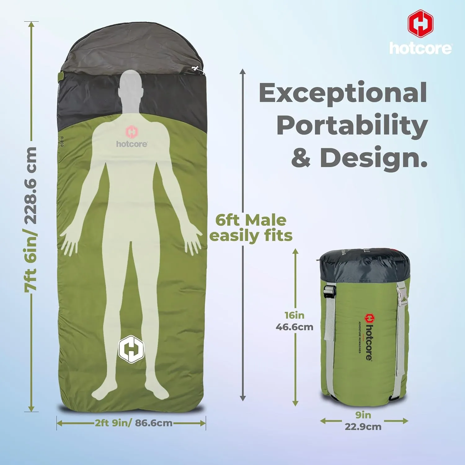 R Series Sleeping Bag, Lightweight Compact, 90" x 34" - Multi Season, Temperature Rating of 44°F to -22°F (7°C to -30°C) Between 3 Models