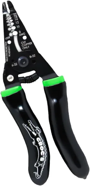 Rack-A-Tiers Croc's Jr. Needle Nose Wire Strippers, Wire Crimper & Stripper, Wire Stripper Cutter, Ergonomic Glow-in-the-Dark Handles, Wire Insulation Stripper (47002)